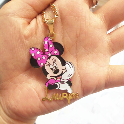 Custom full color photo engraved jewelry wholesale suppliers personalized cartoon character nameplate necklace bulk factory and stores websites